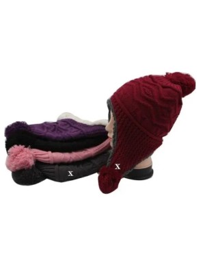 TOUCA ADULTO FEMININA COM PROTETOR DE ORELHA POMPOM