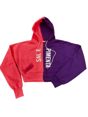 MOLETOM CROPPED DUAS CORES SAL E PIMENTA COM TOUCA