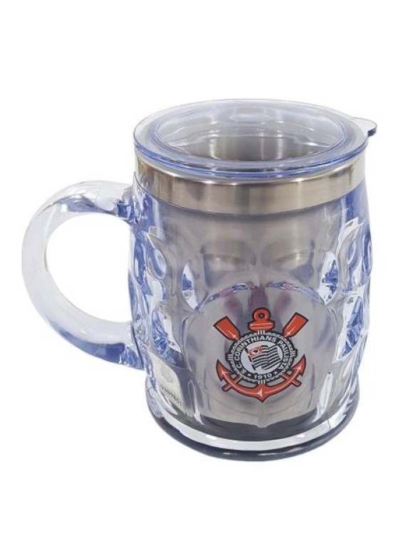 CANECA DE ACRÍLICO CORINTHIANS 500 ML COM TAMPA