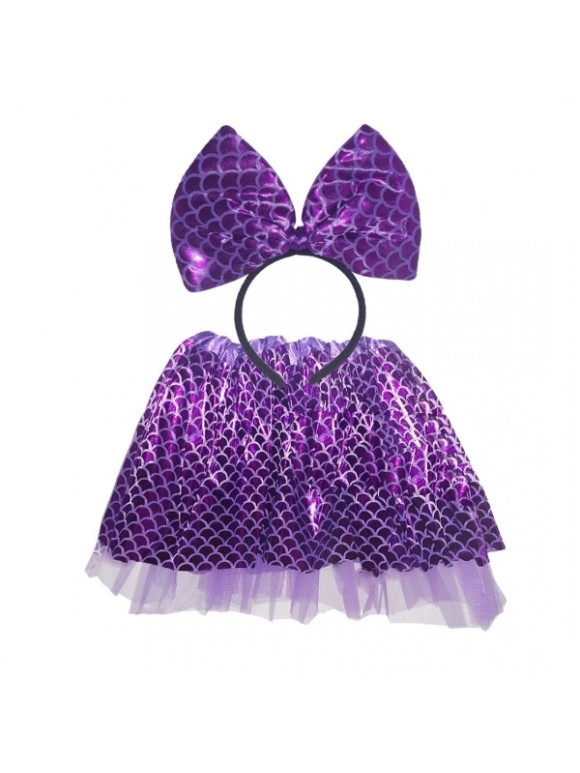 CONJUNTO INFANTIL FEMININO SAIA E TIARA LACINHO