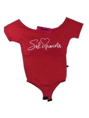 BODY SAL E PIMENTA LISO MANGA CURTA DECOTE EM U