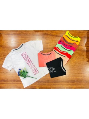 BLUSA T-SHIRT SAL E PIMENTA MANGA CURTA ESTAMPA VERTICAL