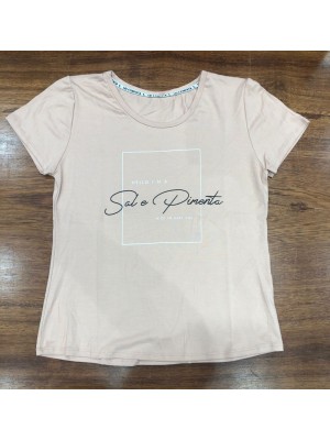 BLUSA T-SHIRT SAL E PIMENTA MANGA CURTA HELLO