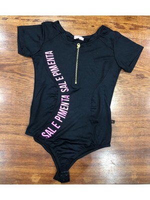 BODY SAL E PIMENTA ZÍPER MANGA CURTA