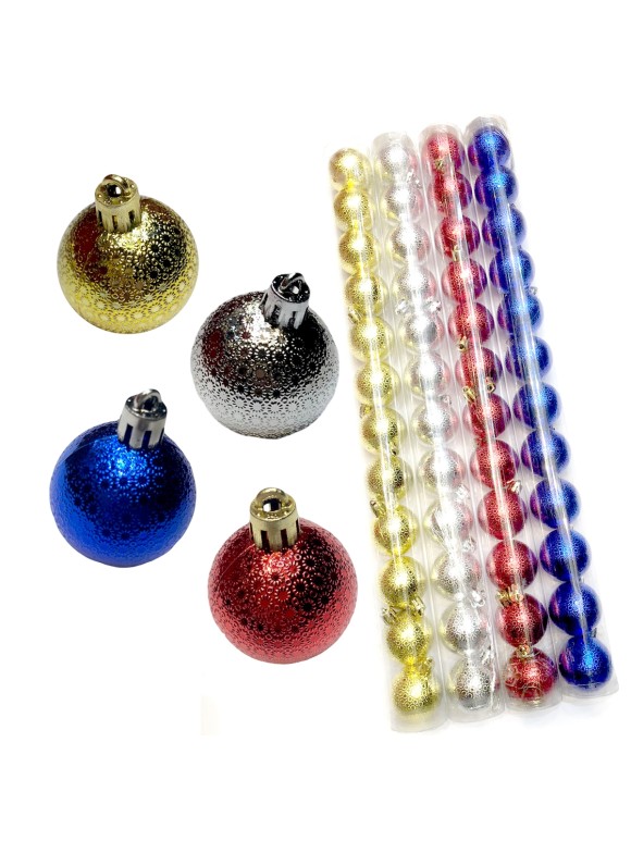 KIT 48 BOLAS DE NATAL 4CM LUXO EM 4 TUBOS