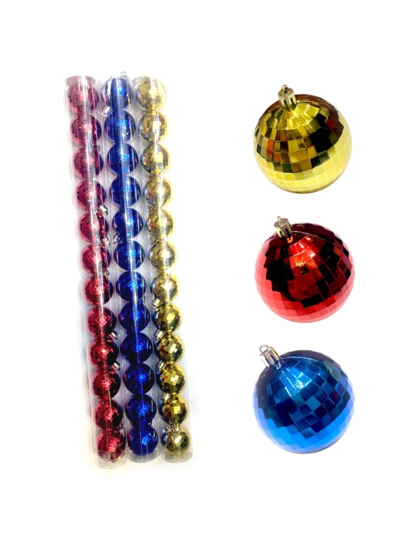 KIT 36 BOLAS DE NATAL 4CM GLOBO EM 3 TUBOS