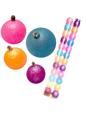 KIT 24 BOLAS DE NATAL 4CM GLITTER EM TUBO