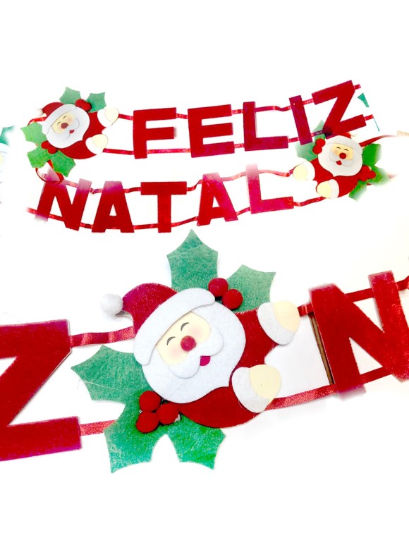 FAIXA NATALINA FELIZ NATAL 1,2M PAPAI NOEL