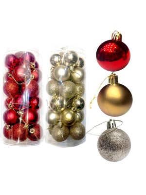 KIT 48 BOLAS NATAL MÉDIAS DECORADAS EM CILINDRO