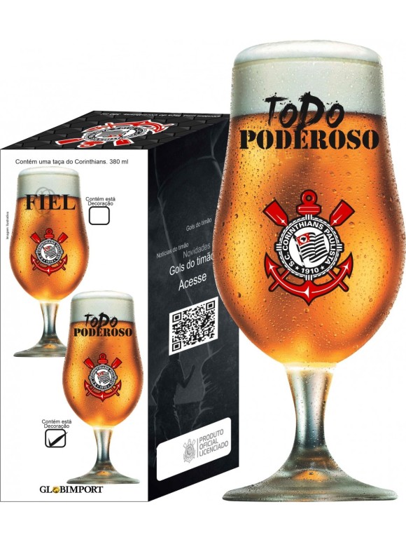 TAÇA DE CERVEJA CORINTHIANS UM B.LOUCO VIDRO 380ML